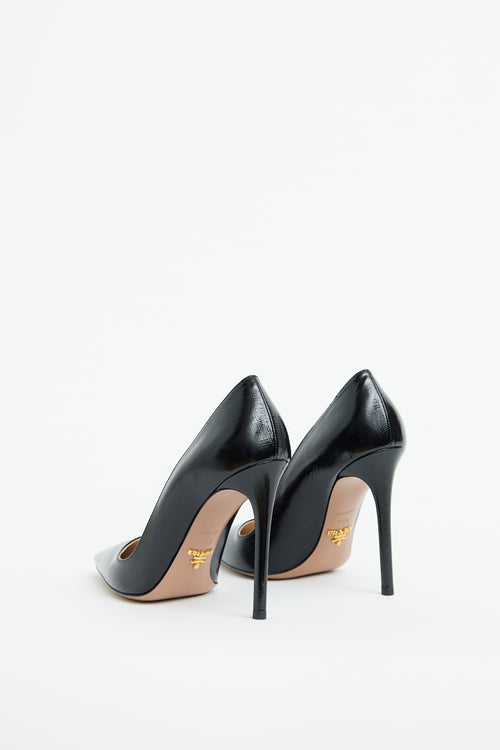 Black Saffiano Leather Pump