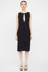 Prada Black Silk Bead & Feather Detail Dress