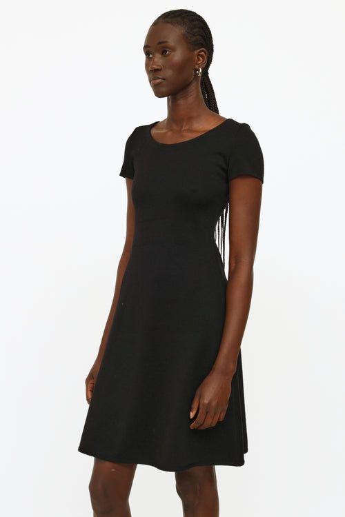 Prada Black Wool Knit Short Sleeve Dress