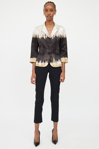 Prada Cream & Black Silk Tie Dye Blazer