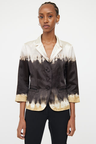 Prada Cream & Black Silk Tie Dye Blazer