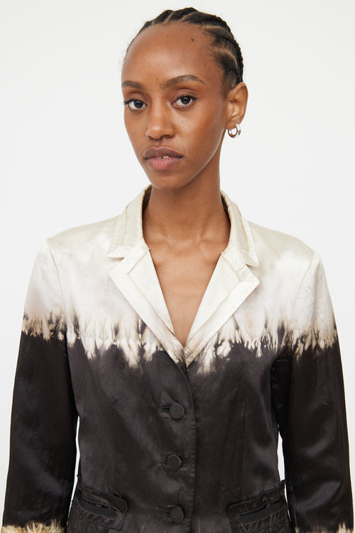 Prada Cream & Black Silk Tie Dye Blazer