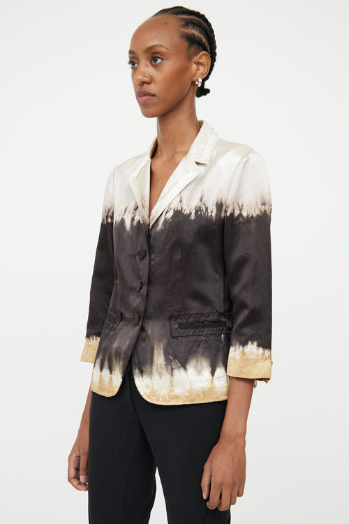 Prada Cream & Black Silk Tie Dye Blazer