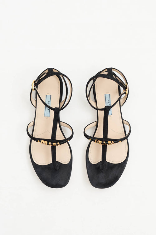 Prada Suede Logo Sandal