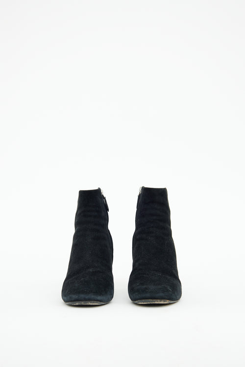 Prada Black Suede Mirror Heel Bootie