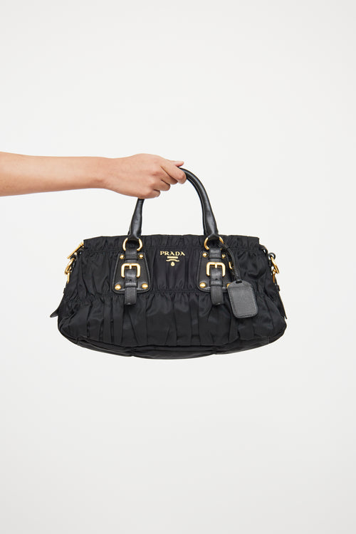 Prada Black Gaufre Tessuto Two-Way Bag