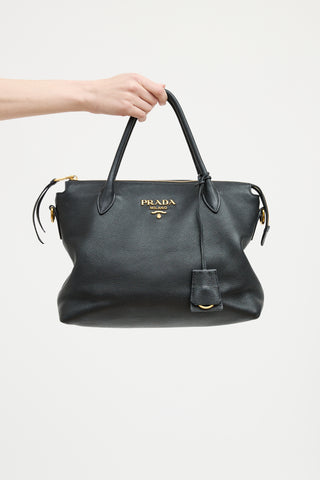 Prada Black Vitello Daino 2Way Bag