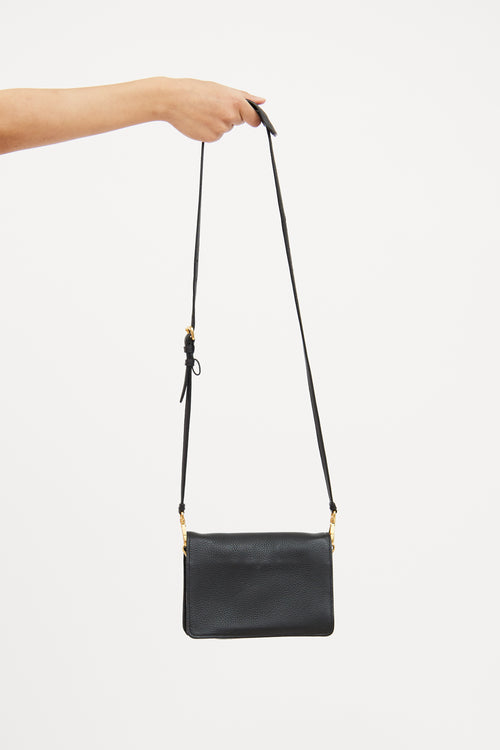 Black Vitello Daino Crossbody Bag