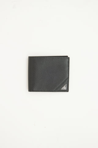 Prada Black Leather Vitello Bi-Fold Wallet