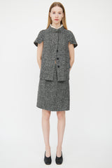 Prada Grey Melange Tweed Jacket & Skirt Set