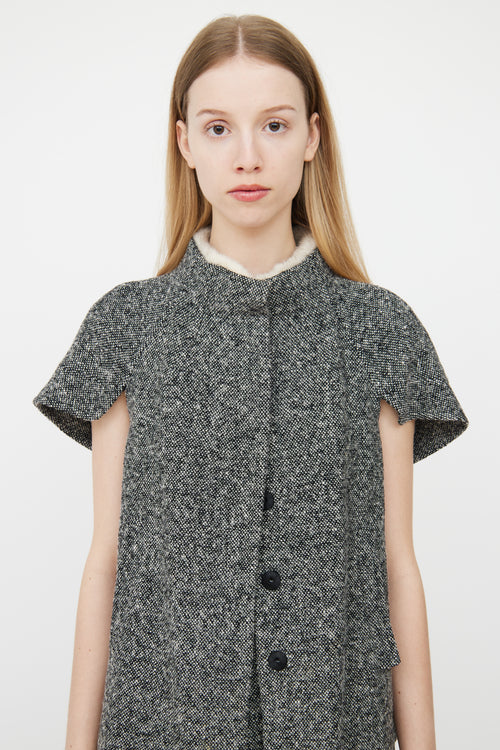 Prada Grey Melange Tweed Jacket & Skirt Set