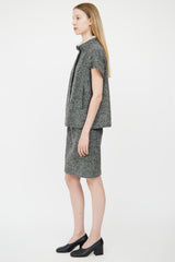 Prada Grey Melange Tweed Jacket & Skirt Set