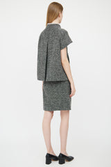 Prada Grey Melange Tweed Jacket & Skirt Set