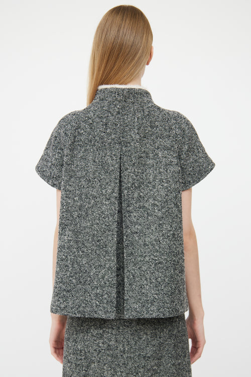 Prada Grey Melange Tweed Jacket & Skirt Set