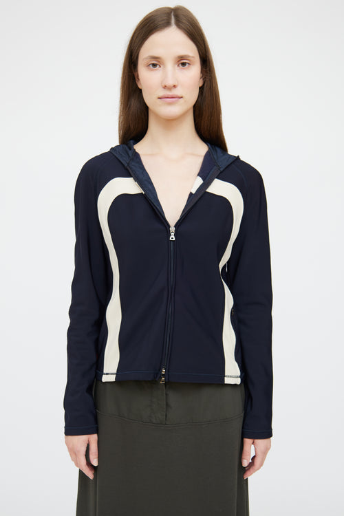 Prada Navy Athletic Zip Up Long Sleeve Jacket