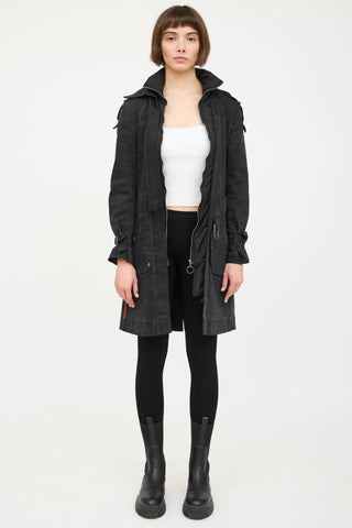 PradaPadded Belted Denim Coat