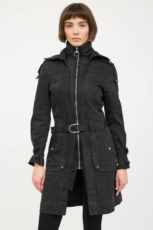 PradaPadded Belted Denim Coat