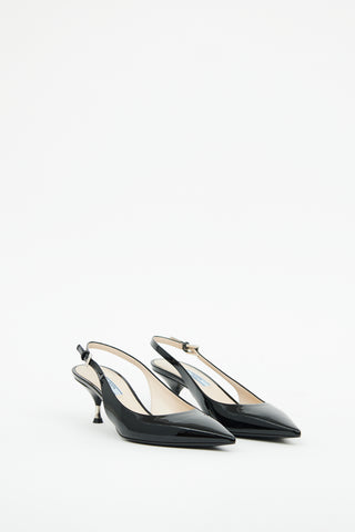 Prada Black Patent Slingback Heel