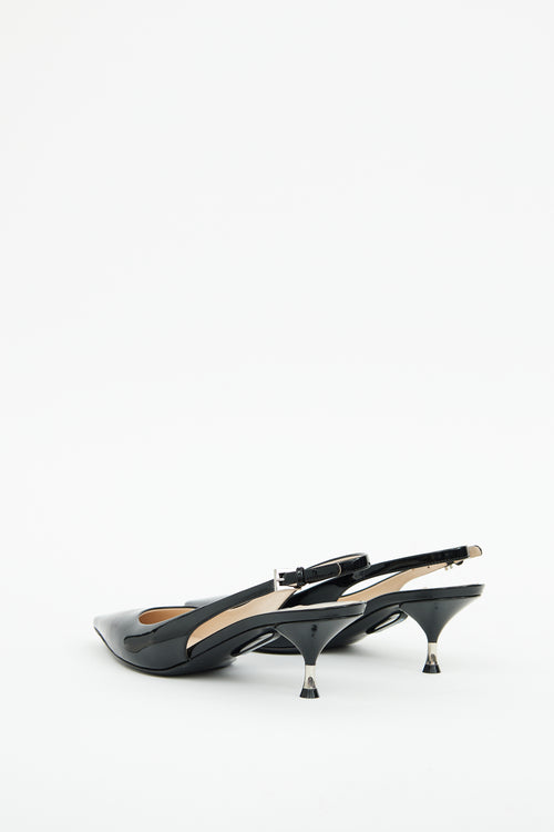 Prada Black Patent Slingback Heel