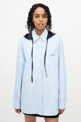 Prada Blue & Black Hooded Logo Shirt