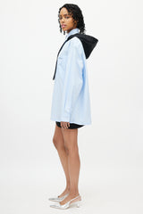 Prada Blue & Black Hooded Logo Shirt