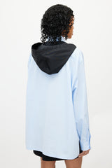 Prada Blue & Black Hooded Logo Shirt