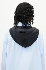 Prada Blue & Black Hooded Logo Shirt