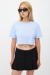 Prada // Blue Cropped Logo Patch T-Shirt – VSP Consignment