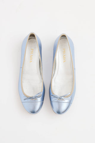 Prada Metallic Bow Flat