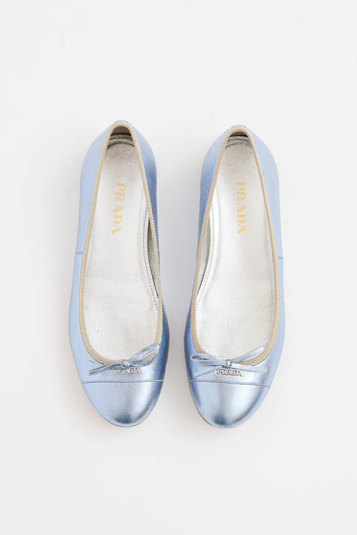 Prada Metallic Bow Flat
