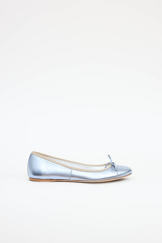 Prada Metallic Bow Flat