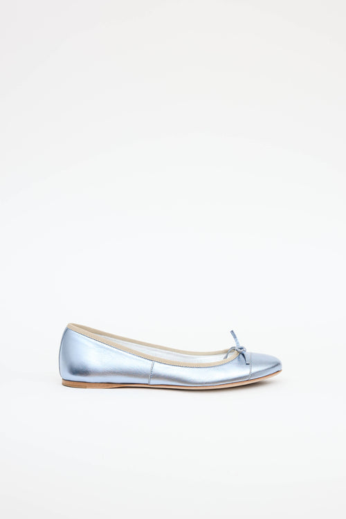 Prada Metallic Bow Flat