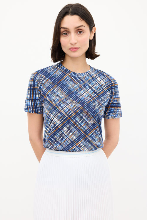 Prada Blue & Multi Check T-Shirt