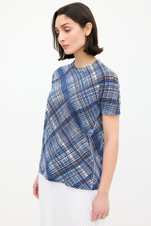 Prada Blue & Multi Check T-Shirt