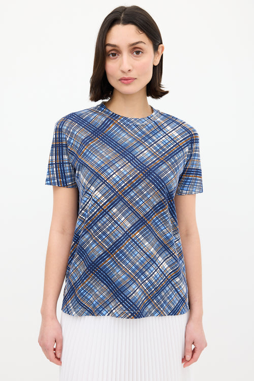 Prada Blue & Multi Check T-Shirt