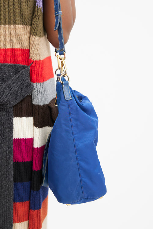 Nylon & Leather Two Way Tote Bag