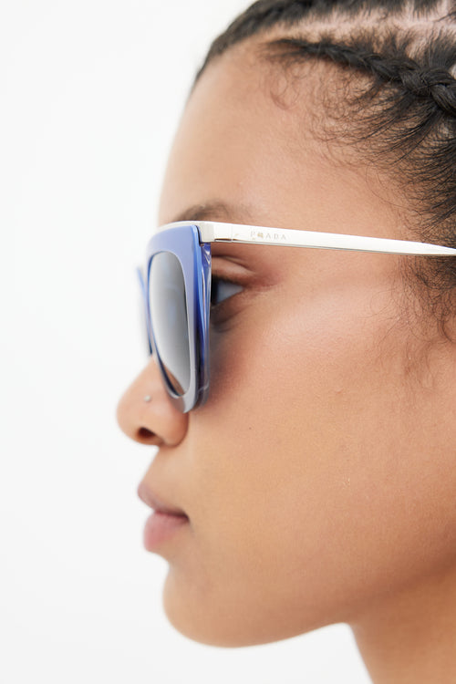 Prada Blue SPR 53S Cat Eye Sunglasses