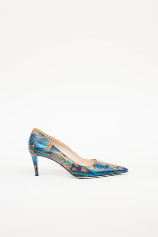 Prada Floral Saffiano Pump