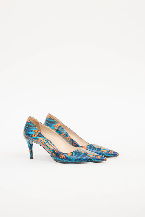 Prada Floral Saffiano Pump
