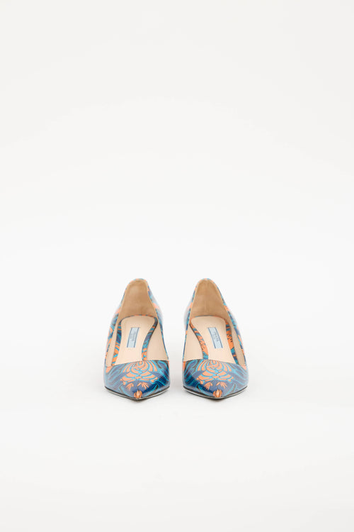 Prada Floral Saffiano Pump