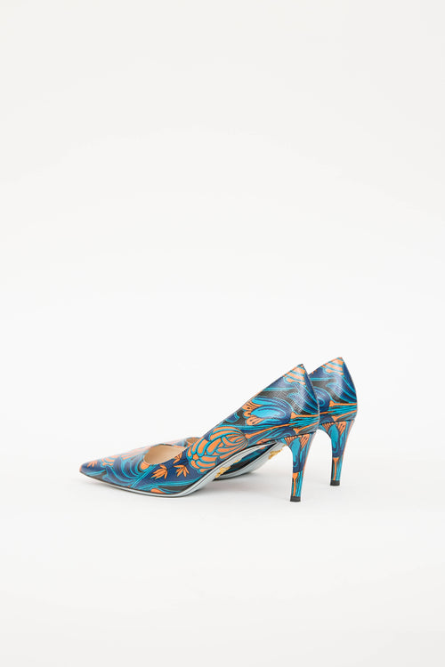 Prada Floral Saffiano Pump