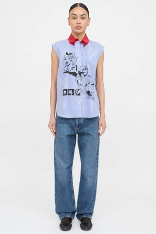 Prada 2018 Printed Striped Top