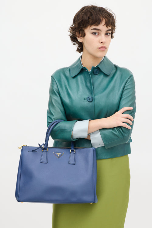 Prada Blue Saffiano Leather Galleria Bag