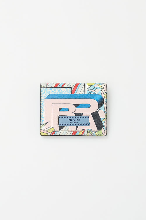 Prada Blue & Multicolour Leather Comic Strip Wallet