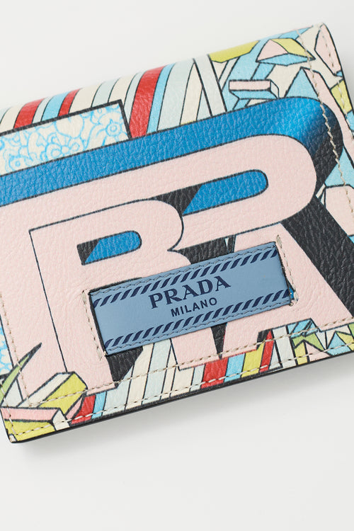 Prada Blue & Multicolour Leather Comic Strip Wallet