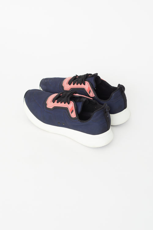 Prada Blue & Pink Nylon Sneaker