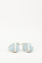 Prada Blue & White Canvas Heart Mary Jane Flat
