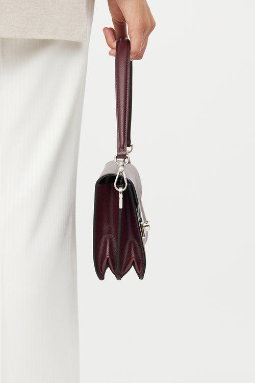 Prada Burgundy Saffiano Sound Two-Way Bag