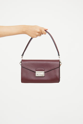 Prada Burgundy Saffiano Sound Two-Way Bag