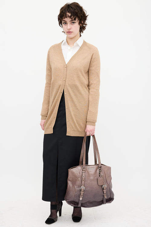 Prada Bronze & Silver Ombré Leather Tote